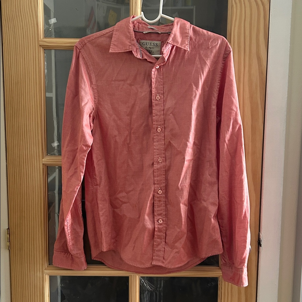 Guess Men’s Coral Long Sleeve Button Down Shirt